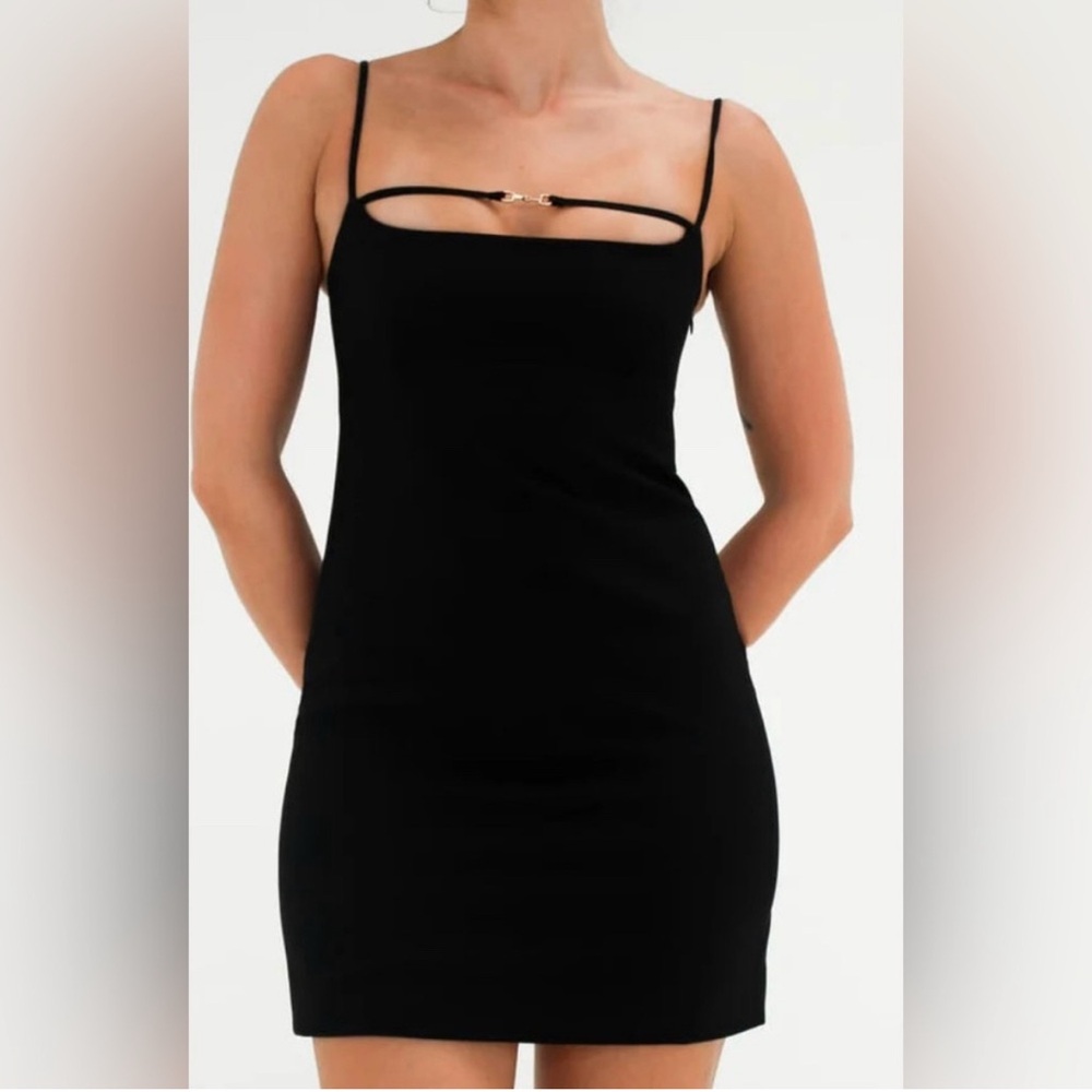 Rumored Black Mini Dress with Cutout Detail